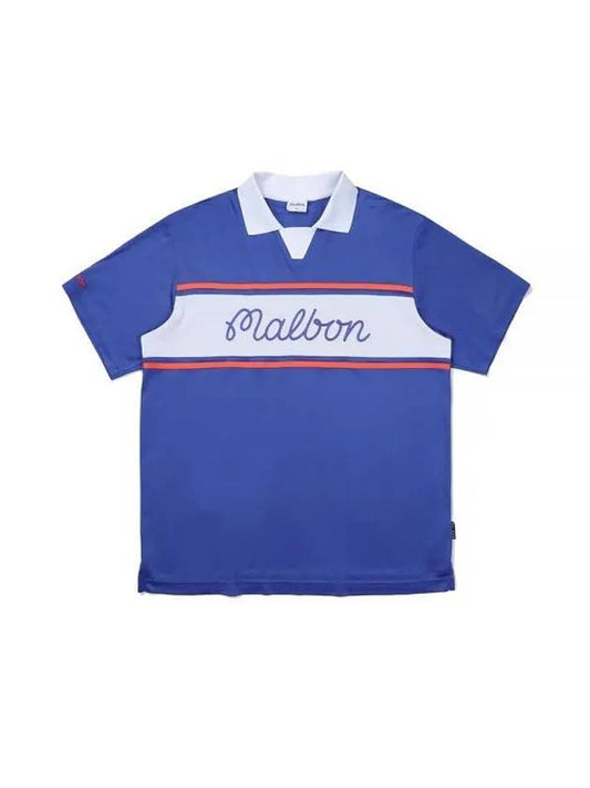 Malbon Color Block Polo T-Shirt BLUE MAN M3221PTS06BLU - MALBON GOLF - BALAAN 1