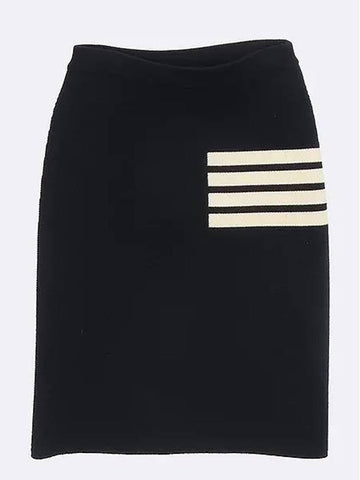 FKK061A 00014 415 Links Stitch Below Pencil Merino Wool Skirt - THOM BROWNE - BALAAN 1