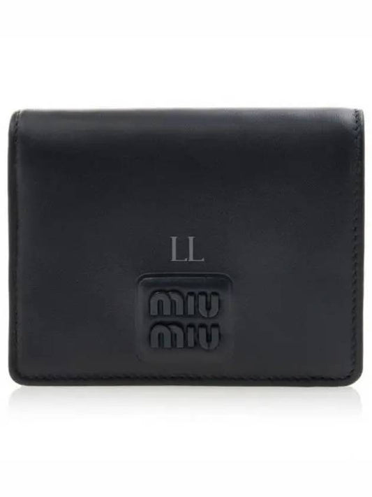 Logo Small Leather Half Wallet Black - MIU MIU - BALAAN 2