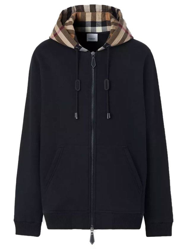 Check Hood Cotton Zip Up Hoodie Black Archive Beige - BURBERRY - BALAAN 1