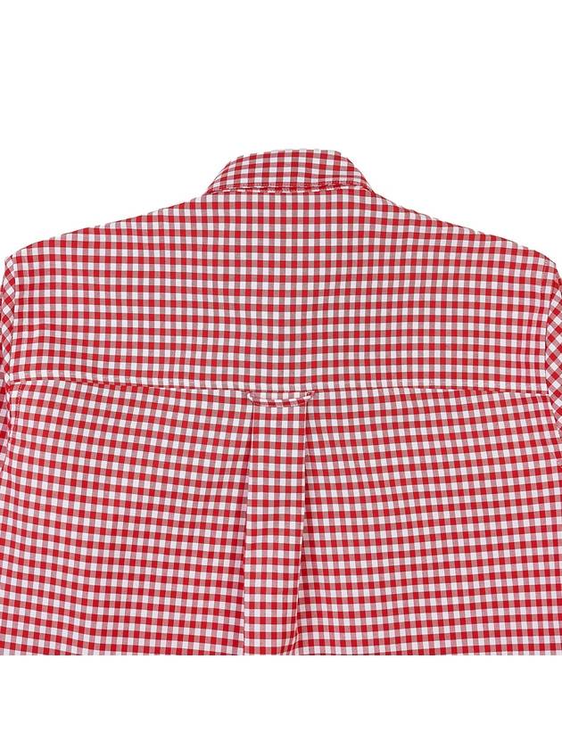 Small Heart Logo Gingham Button Long Sleeves Shirt Red - AMI - BALAAN 10