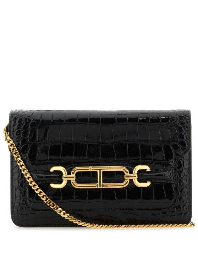 Whitney Crocodile Effect Shoulder Bag Black - TOM FORD - BALAAN 2