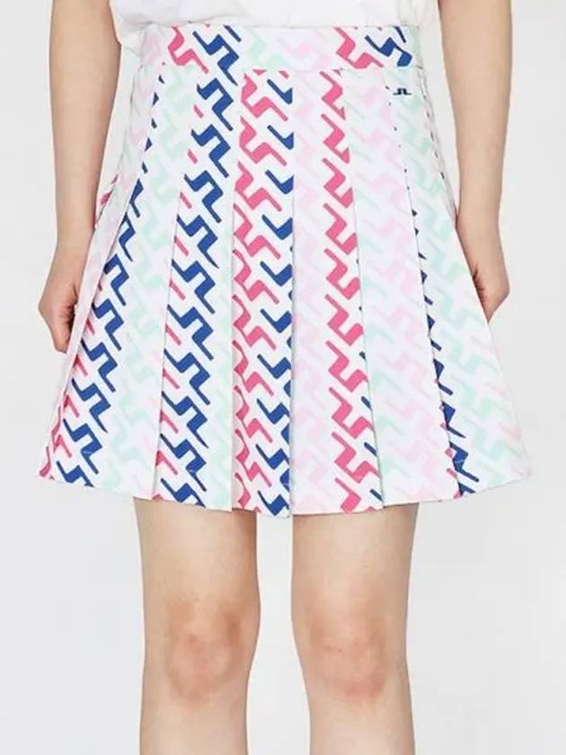 Women's Adina Print Pleated Skirt Pink Painted Bridge - J.LINDEBERG - BALAAN 2