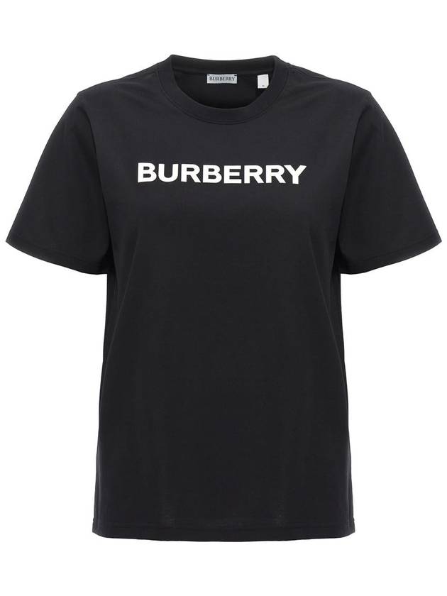 Logo Print Crew Neck Cotton Short Sleeve T-Shirt Black - BURBERRY - BALAAN 2