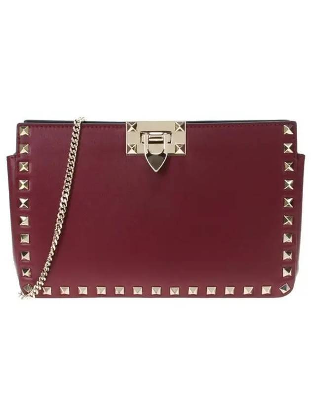 Rockstud Chain Clutch Shoulder Bag Red - VALENTINO - BALAAN 1