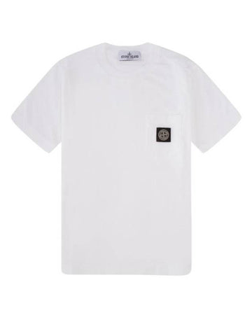 Kids Logo Patch Pocket Short Sleeve T-Shirt White - STONE ISLAND - BALAAN 1