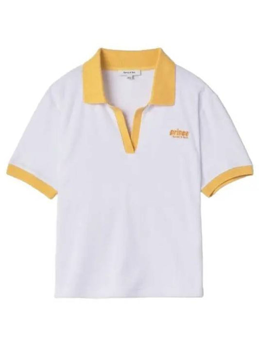 Prince Sporty Sponge Polo Shirt White Yellow T Collar - SPORTY & RICH - BALAAN 1