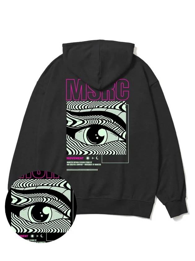 Of The Eye Vivid Pink Overfit Hoodie Black - MONSTER REPUBLIC - BALAAN 4