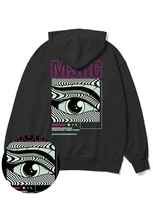 Of the Eye Vivid Pink Overfit Hoodie Black - MONSTER REPUBLIC - BALAAN 1