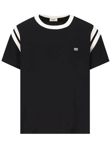 Regular Fit Cotton Jersey Short Sleeve T-Shirt Black - CELINE - BALAAN 1