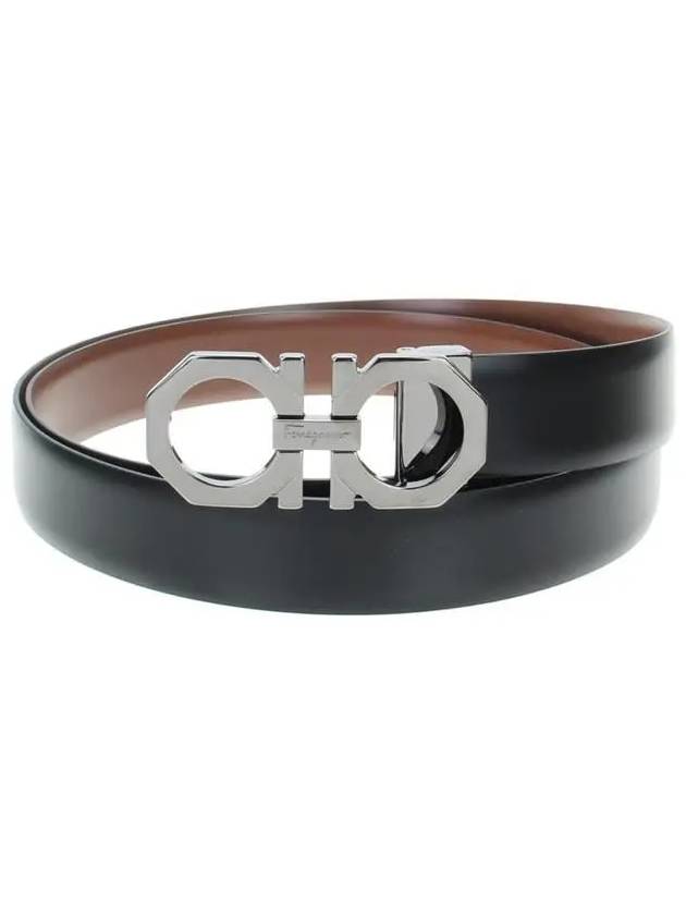 Salvatore Reversible End Belt Black - SALVATORE FERRAGAMO - BALAAN.