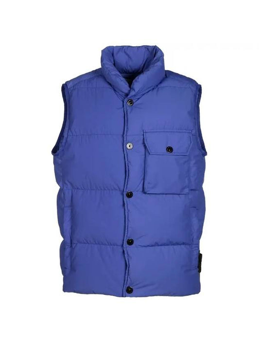 Men's Flap Pocket Button Padded Vest Blue - STONE ISLAND - BALAAN.