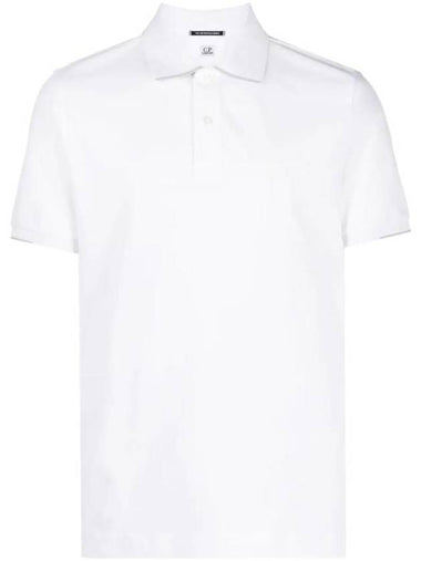 Metropolis Logo Badge Striped Polo Shirt White - CP COMPANY - BALAAN 1