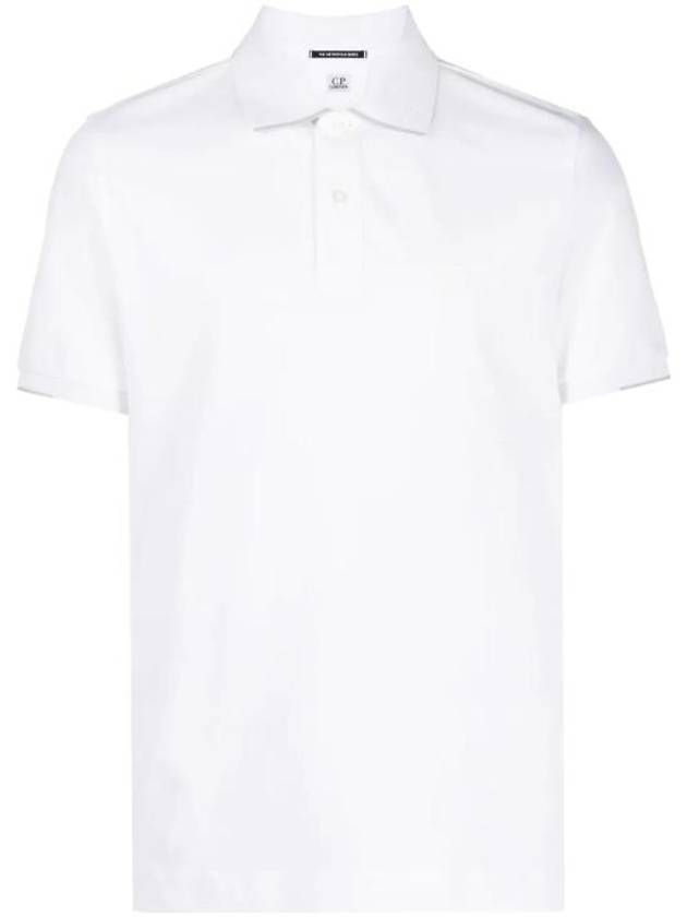 Metropolis Logo Badge Striped Polo Shirt White - CP COMPANY - BALAAN 1