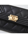 Boy  Flap Card Holder Grained Calfskin Gold Black - CHANEL - BALAAN 6