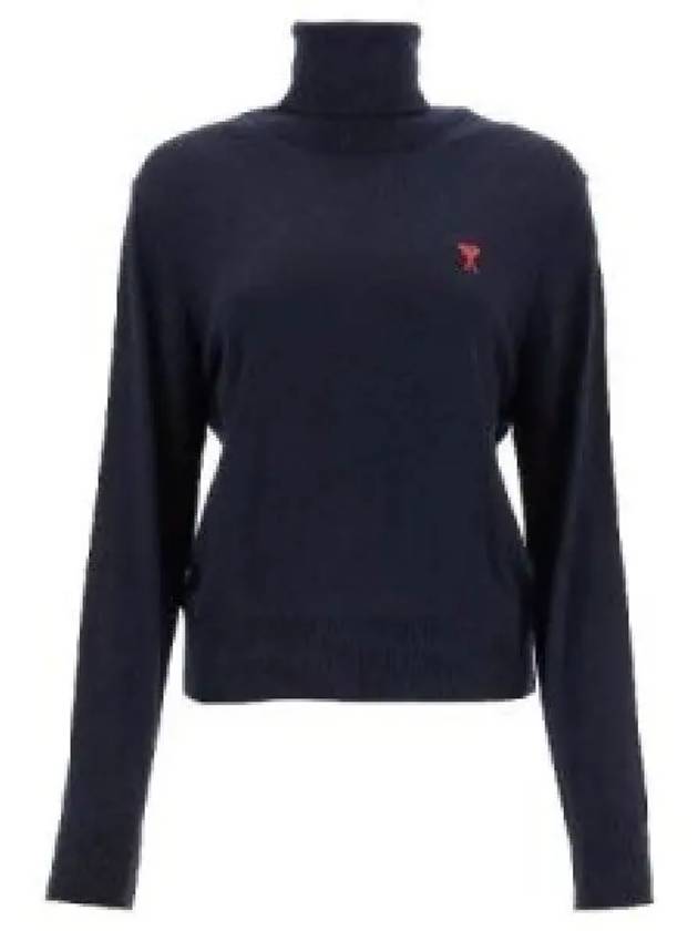 Red Ami De Coeur Wool Turtleneck Navy - AMI - BALAAN 2