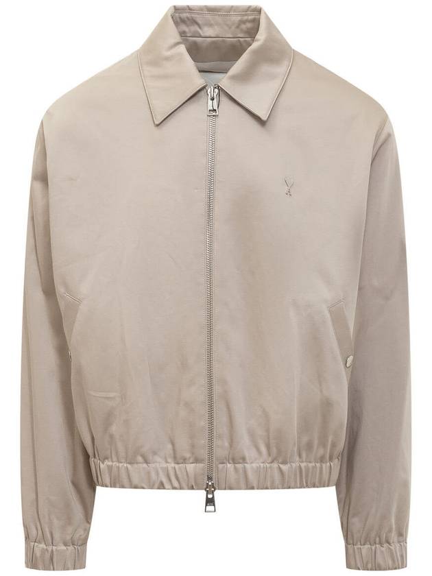 De Coeur Logo Zip-up Jacket Light Beige - AMI - BALAAN 2