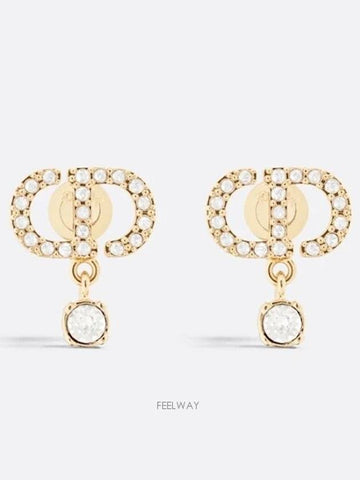 Petit CD Earrings Gold Finish Metal Silver Tone Crystal - DIOR - BALAAN 1