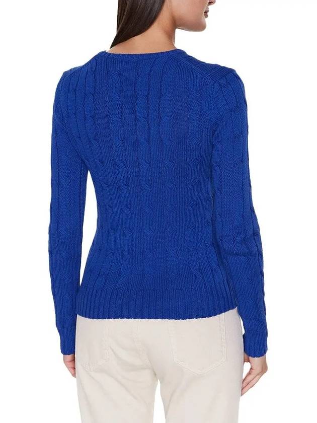 Embroidered Logo Pony Cable Knit Top Blue - POLO RALPH LAUREN - BALAAN 4