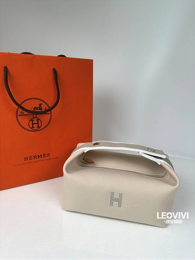 Breed a Brack Pouch Bag Ivory Naturalel Natural PM Small Travel Golf Case Canvas H104222M 01 - HERMES - BALAAN 3