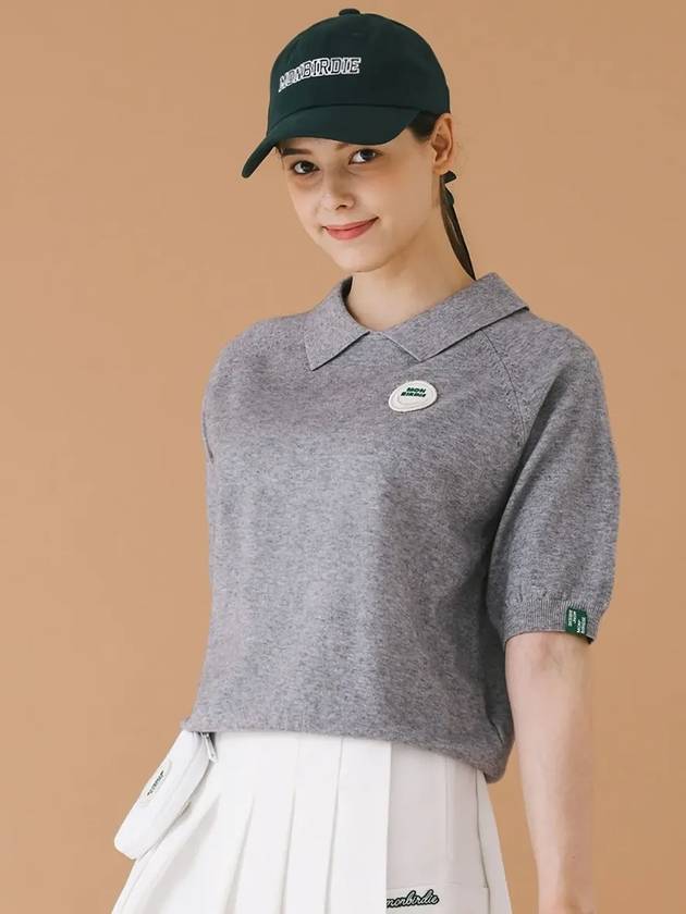 Wool touch collar neck short sleeve knit GRAY - MONBIRDIE GOLF - BALAAN 5