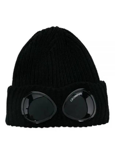 Extra Fine Merino Wool Goggle Beanie Black - CP COMPANY - BALAAN 2