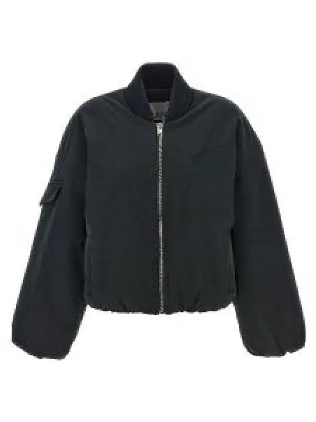 Drop Oversized Zipper Twill Bomber Jacket Black - GANNI - BALAAN 2