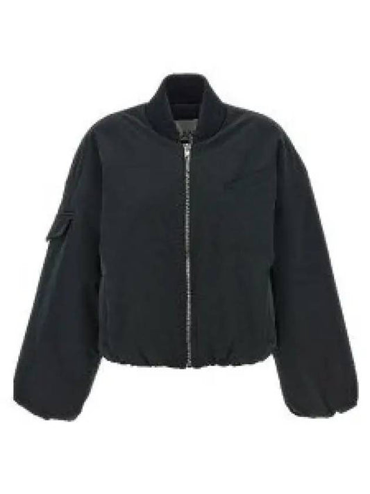 Drop Oversized Zipper Twill Bomber Jacket Black - GANNI - BALAAN 2