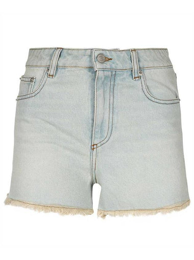 Back Logo Patch Denim Shorts Light Blue - AMI - BALAAN 1