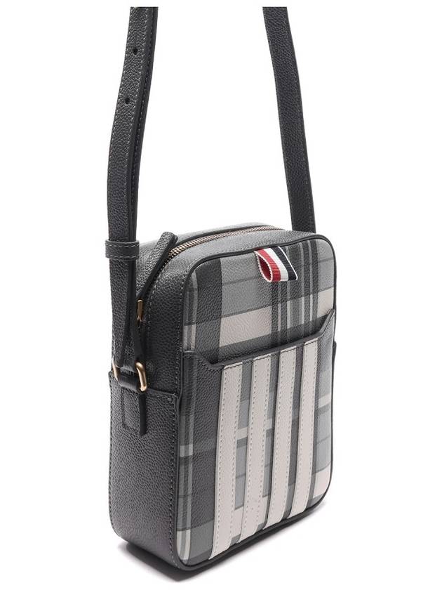 Madras 4-Bar Vertical Pepple Grain Leather Cross Bag Grey - THOM BROWNE - BALAAN 4