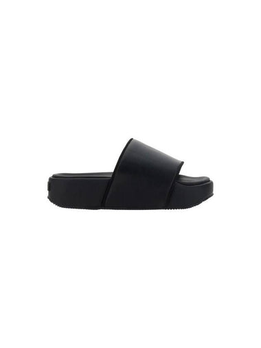 Embossed Logo Platform Leather Slippers Black - Y-3 - BALAAN 1