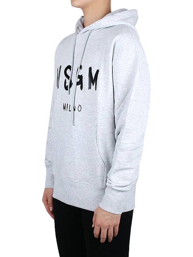 Milan Brushed Logo Cotton Hoodie Light Grey - MSGM - BALAAN 4