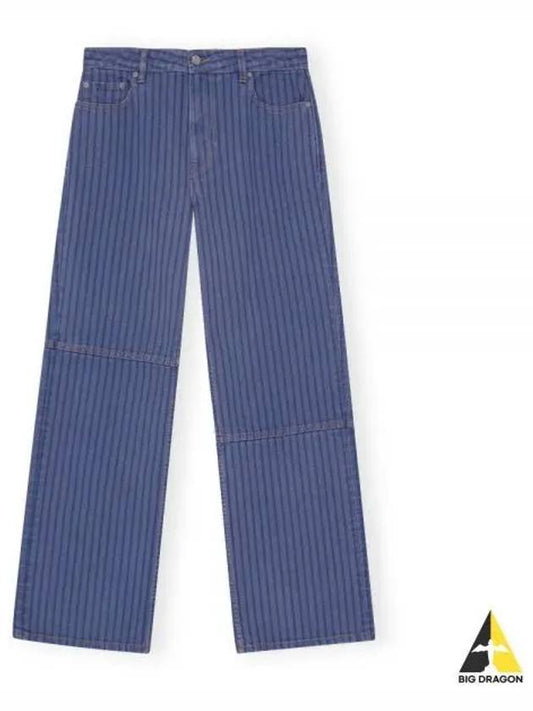 Striped Izey Straight Jeans Blue - GANNI - BALAAN 2