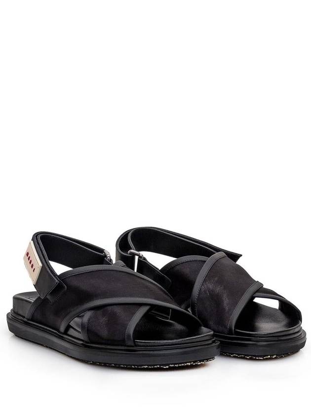 Logo Patch Crossover Sandals Black - MARNI - BALAAN 3