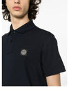 Pique Stretch Cotton Short Sleeve Polo Shirt Navy - STONE ISLAND - BALAAN 4