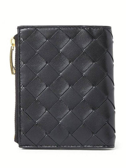 Intrecciato Small Leather Half Wallet Black - BOTTEGA VENETA - BALAAN 2