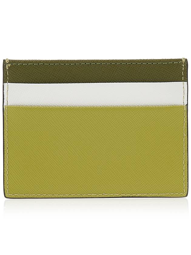 Saffiano Color Block Card Wallet Green - MARNI - BALAAN.