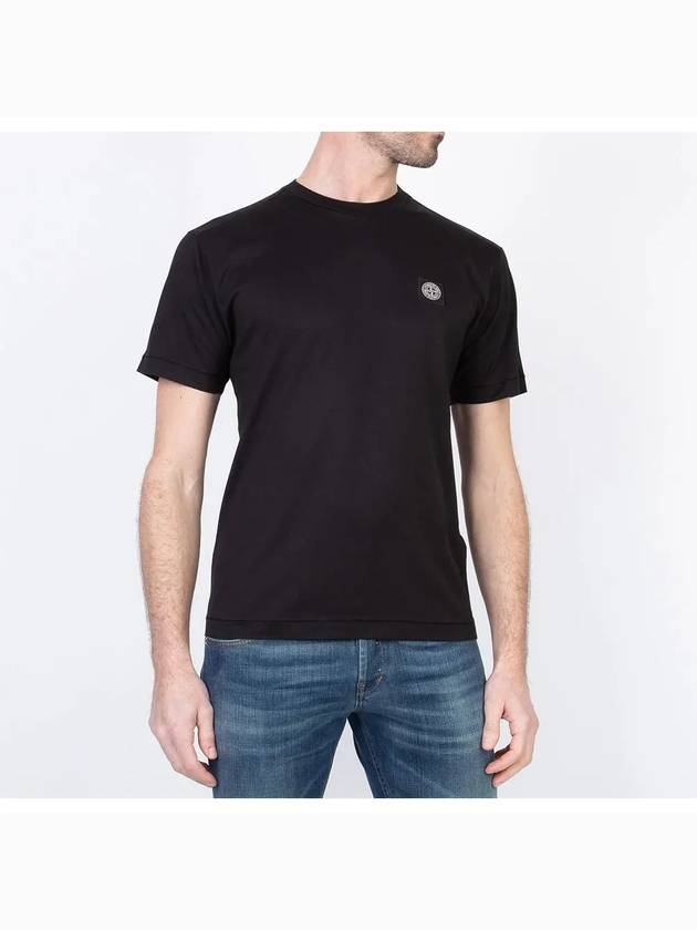 Logo Patch Short Sleeves T-Shirt Black - STONE ISLAND - BALAAN 4