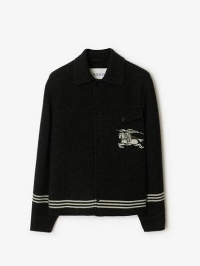 Wool Overshirt Jacket Black - BURBERRY - BALAAN 2