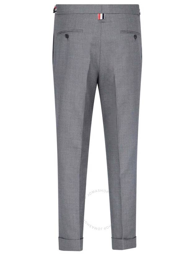 Tab Wool Turn-Up Straight Pants Grey - THOM BROWNE - BALAAN 3