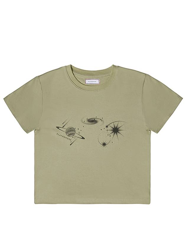 Women's Space Baby Short Sleeve T-Shirt Khaki - PLAYNOMORE - BALAAN 3