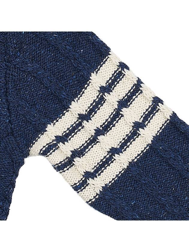 Donegal Twist Cable 4-Bar Classic Crewneck Knit Top Blue - THOM BROWNE - BALAAN 6