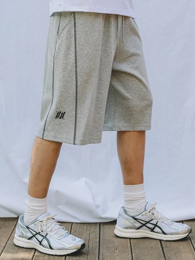 Stitched wide shorts melange gray - MACASITE - BALAAN 4