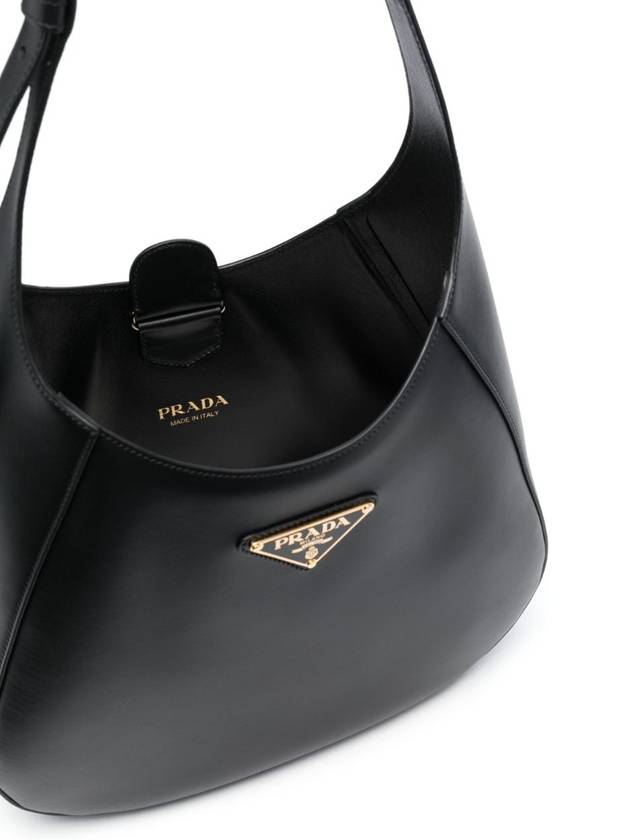 Triangle Logo Leather Shoulder Bag Black - PRADA - BALAAN 5