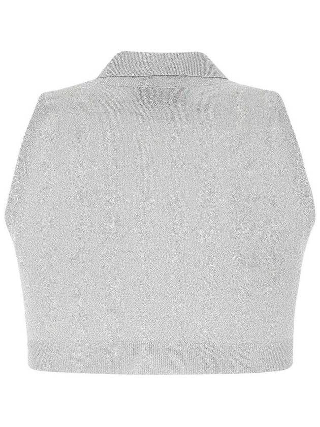 Cropped Cashmere Silk Shirt Sleeveless Gray - PRADA - BALAAN 3