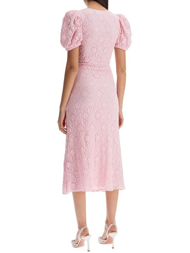 pink lace midi dress with puff sleeves - ROTATE - BALAAN 3