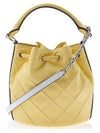 Small Fleming Soft Patent Border Bucket Bag Yellow - TORY BURCH - BALAAN.