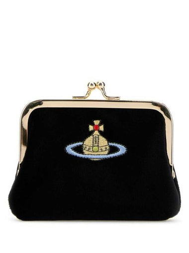 Embroidered Logo Frame Coin Wallet Black - VIVIENNE WESTWOOD - BALAAN 1