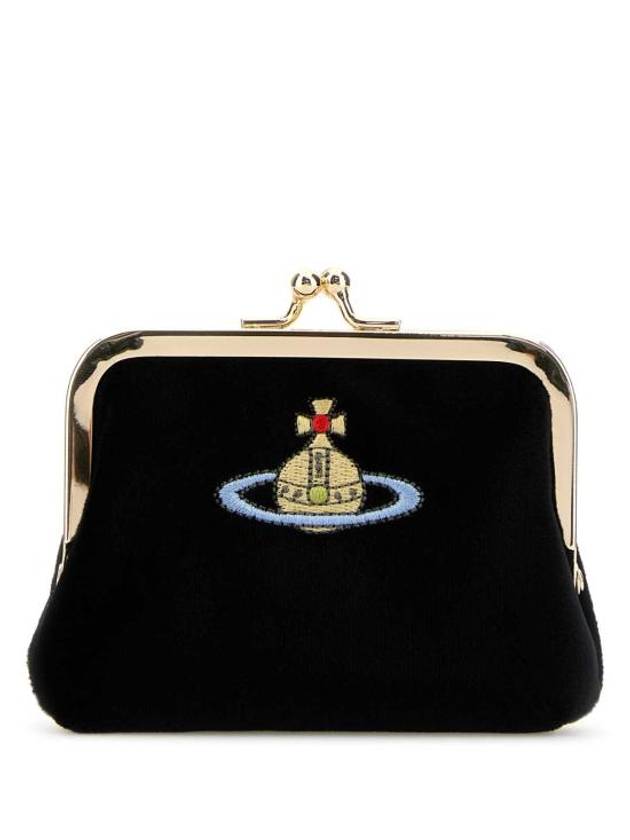 Embroidered Logo Frame Coin Wallet Black - VIVIENNE WESTWOOD - BALAAN 1