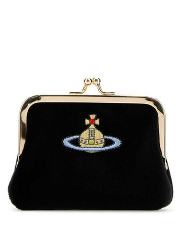 Embroidered Logo Frame Coin Wallet Black - VIVIENNE WESTWOOD - BALAAN 1